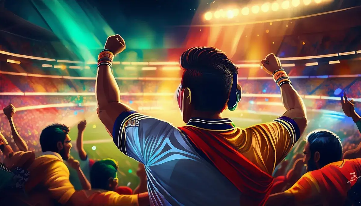 Fans celebrating in a stadium, the online cricket ID crowd